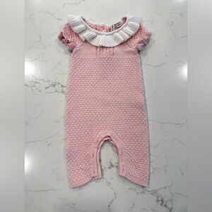 Janie and Jack, NEW Pink Knit Romper with White Ruffle